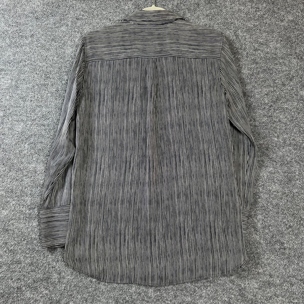 Theory Womens 100% Silk Pinstripe Long Button Down Shirt Black White Size M - Picture 7 of 10